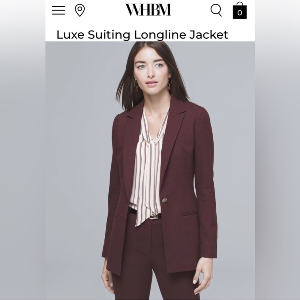 White House Black Market Women's Burgundy Longline Jacket Sz 6P